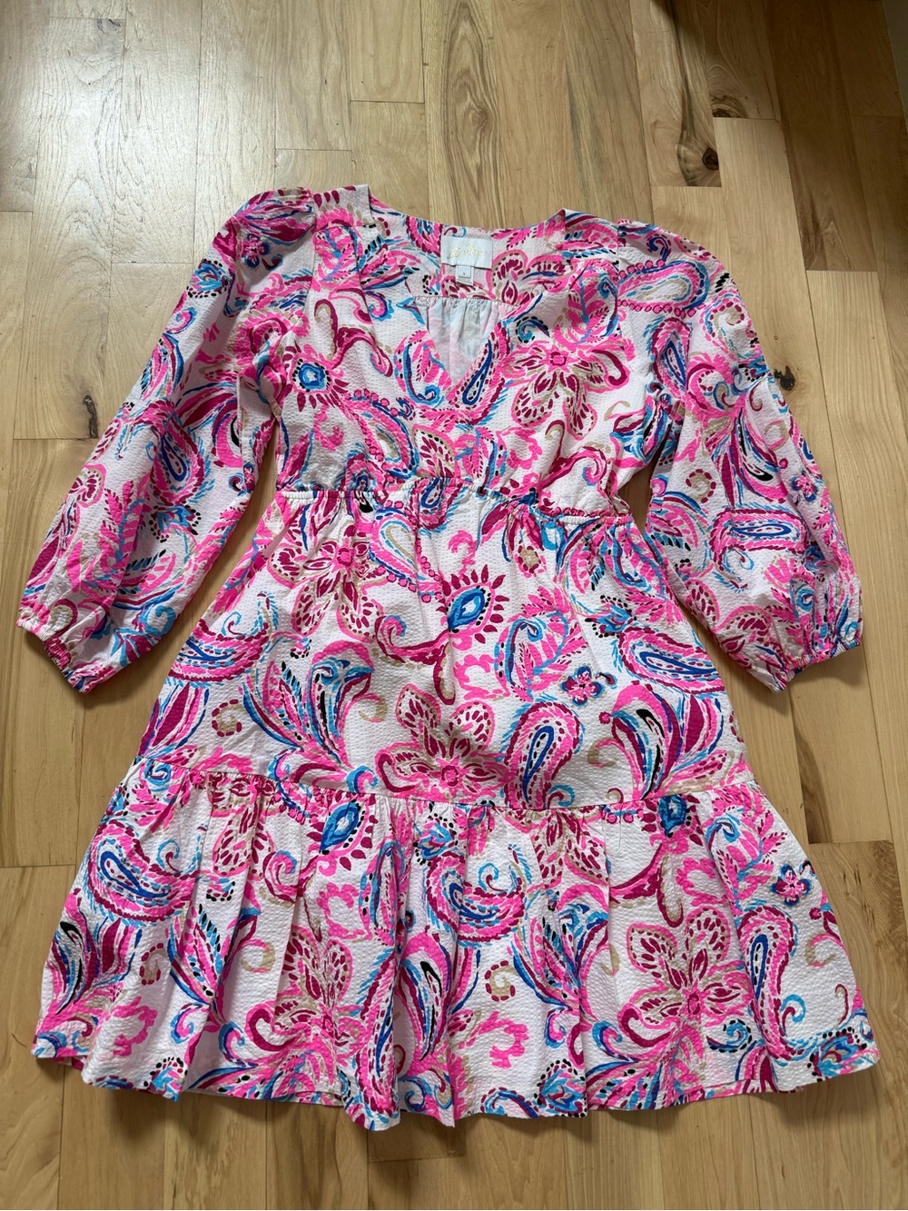 Lilly Pulitzer Women's Deacon 3/4 Sleeve VNeck Dress Coconut Flitting size 8